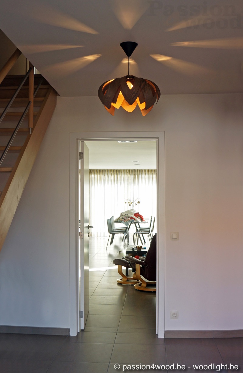 tulip lamp - wenge wood in hall
